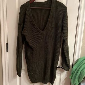 Off the shoulder green sweater